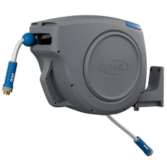 Orbit front view of wall-mounted reel showing compact storage benefit