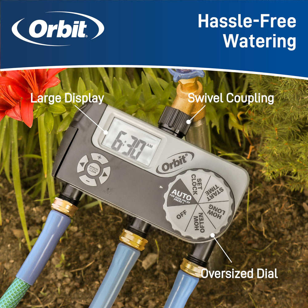 Orbit salida manual con palanca que ofrece riego inmediato práctico