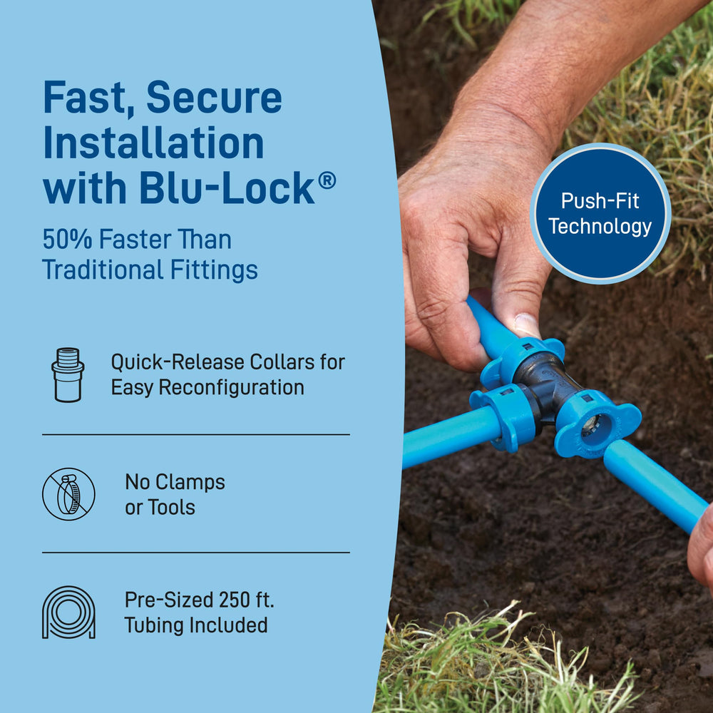 Orbit sprinkler head placed in-ground showing correct height benefit