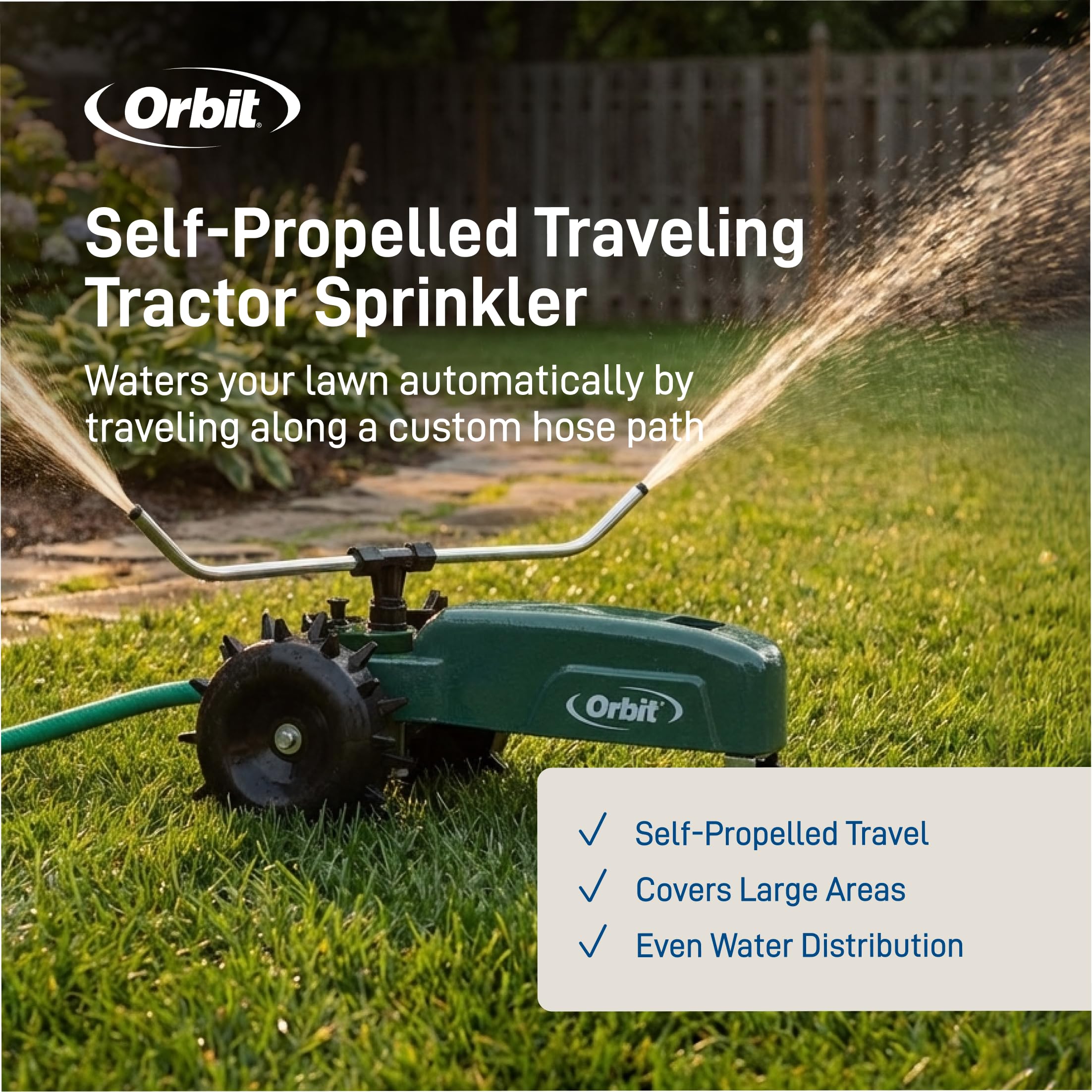 Orbit adjustable rotary spray arms close-up showing flexible coverage control