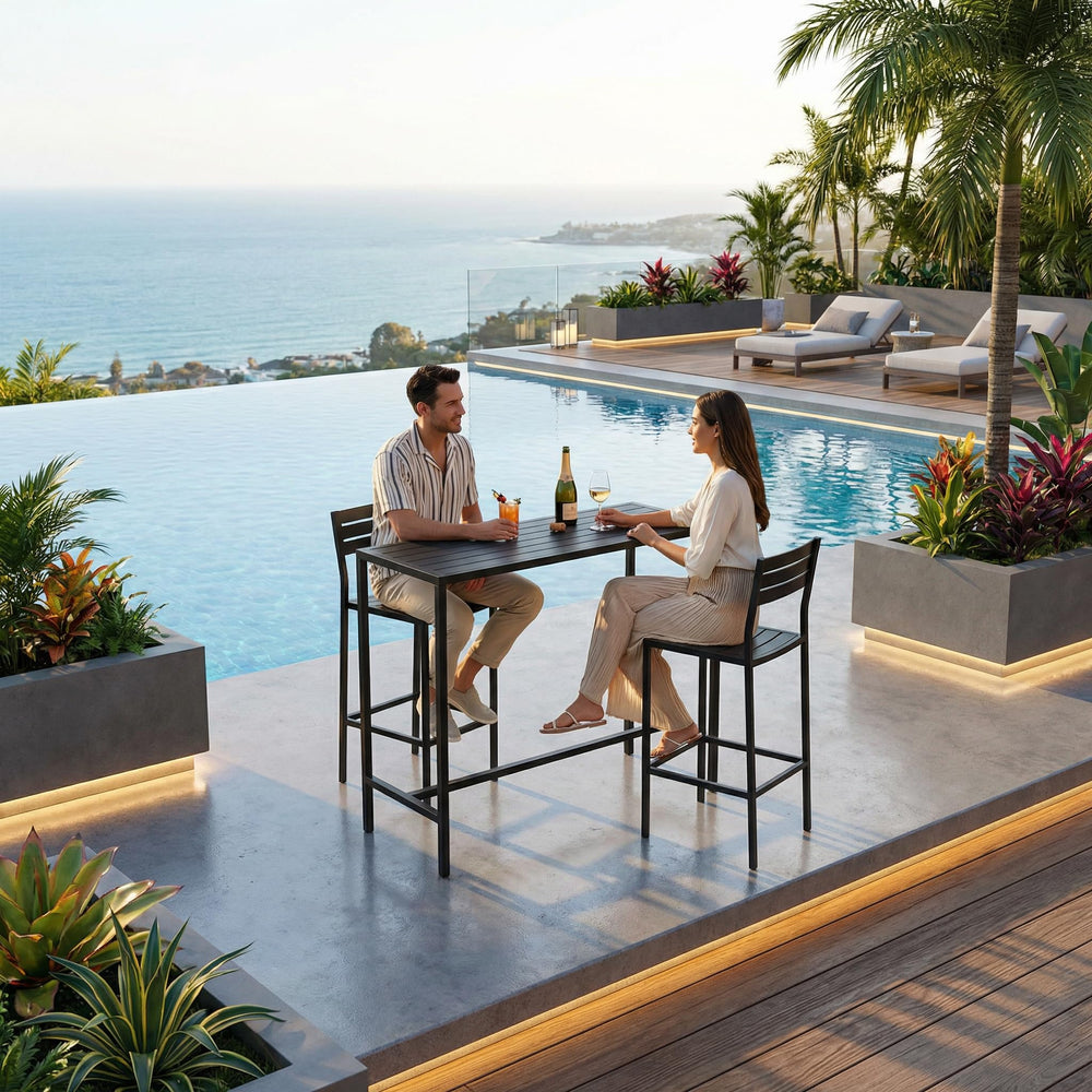 Orbotots lifestyle patio setting showing stylish, low-maintenance use