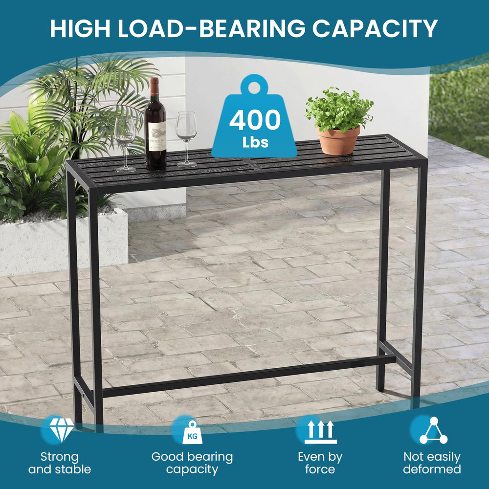 Orbotots balcony scene with two stools demonstrating compact fit and entertaining benefit
