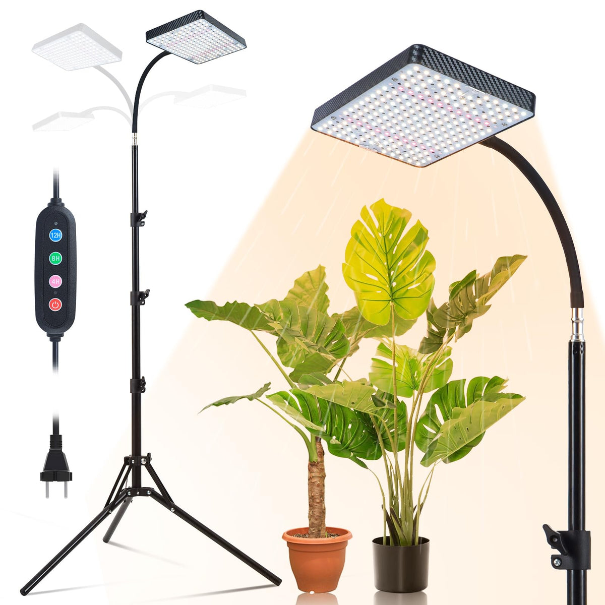 Orchbloom front view of full grow light and stand offering even canopy coverage