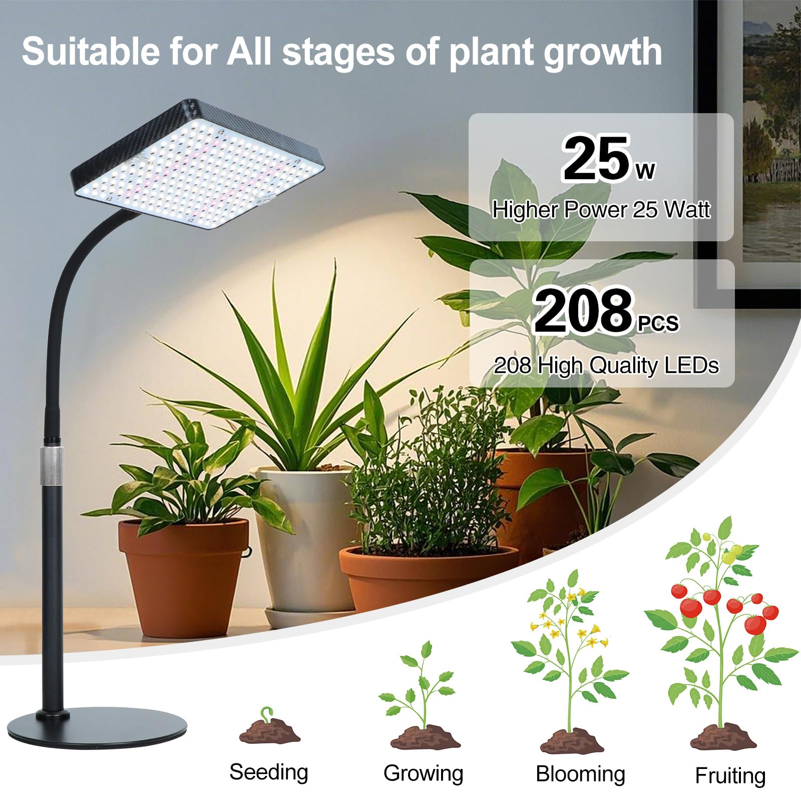 Orchbloom lamp extended height demonstrating 24 to 64 inch adjustability advantage