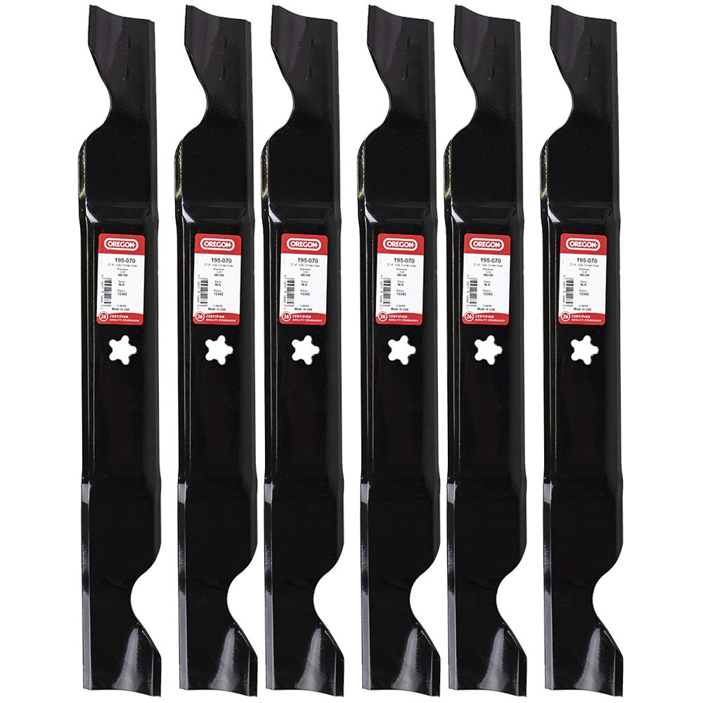 Oregon 195-070 six-pack front view showing blades and packaging for quick identification and reliable replacement