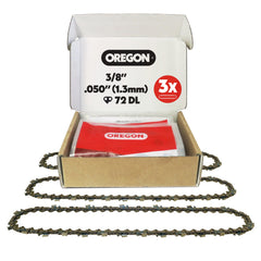 Oregon front packaging showing 20" chain and fit details, clear product ID and compatibility benefit