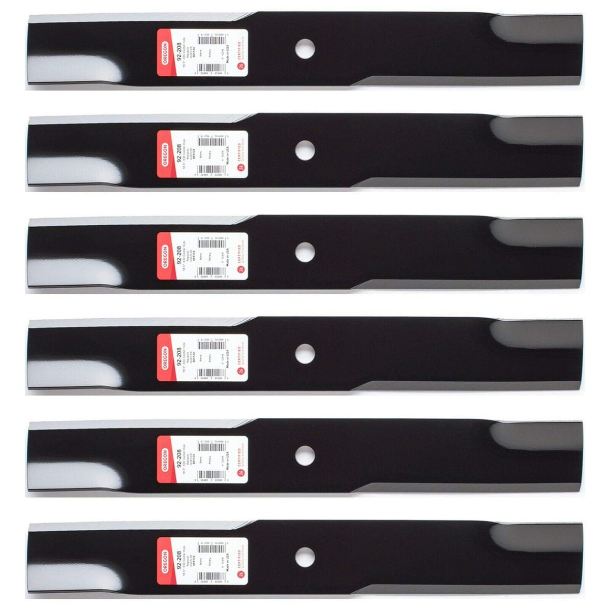 Oregon 6PK 92-208 front packaging showing six replacement blades and part label for easy identification