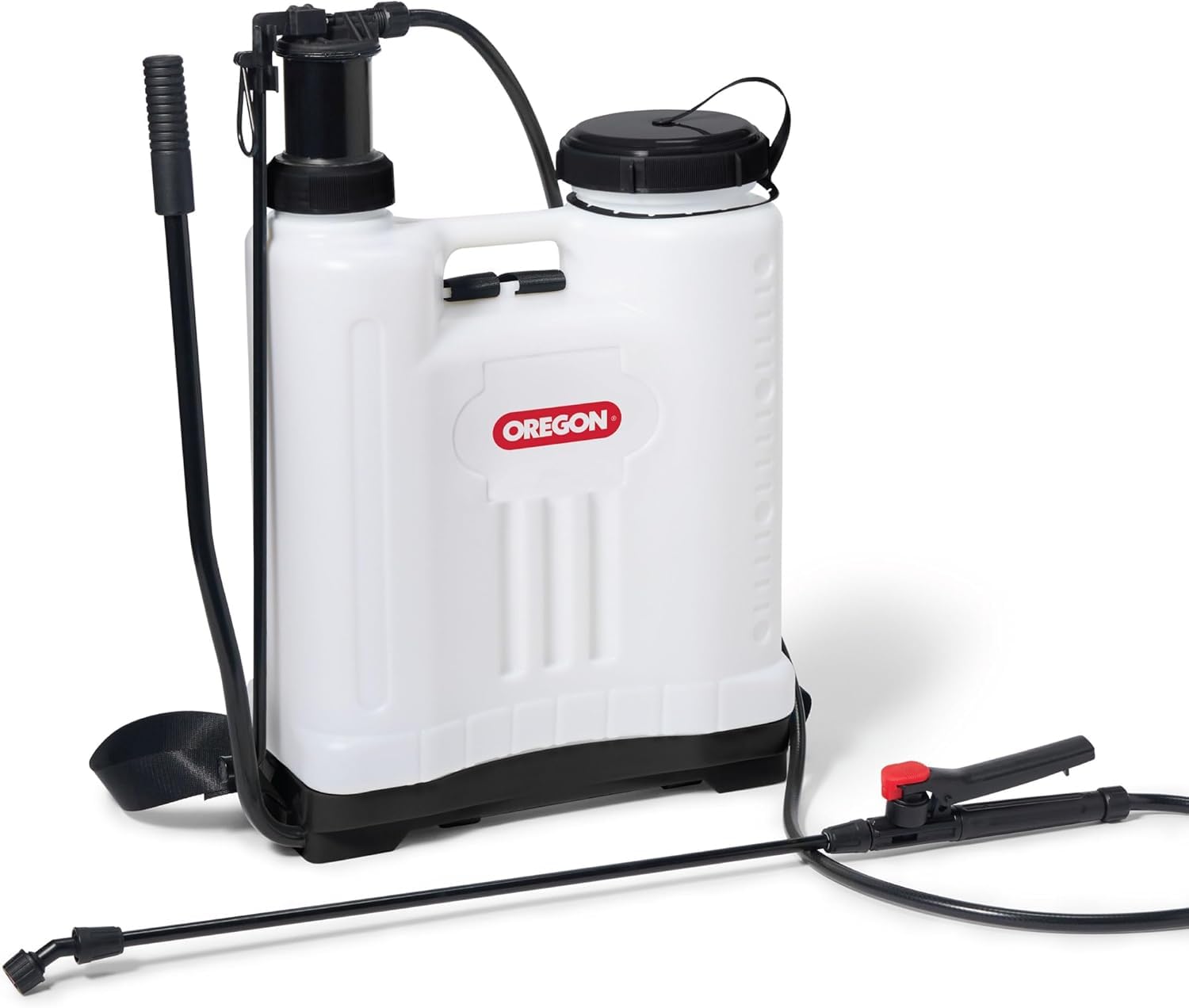 Oregon front view of backpack sprayer showing straps and comfort fit benefiting wearability