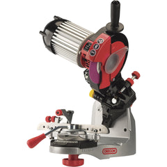 Oregon bench grinder front view showing compact design and easy controls for shop efficiency