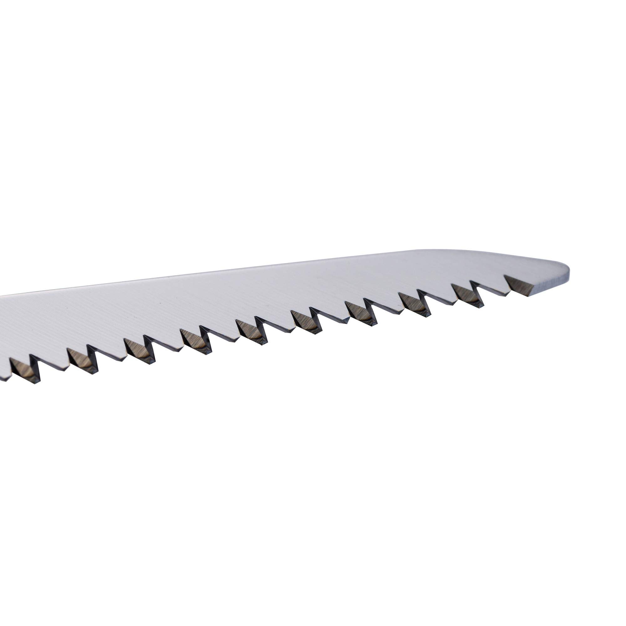 Oregon close-up of blade teeth and chrome plating highlighting long-lasting sharpness