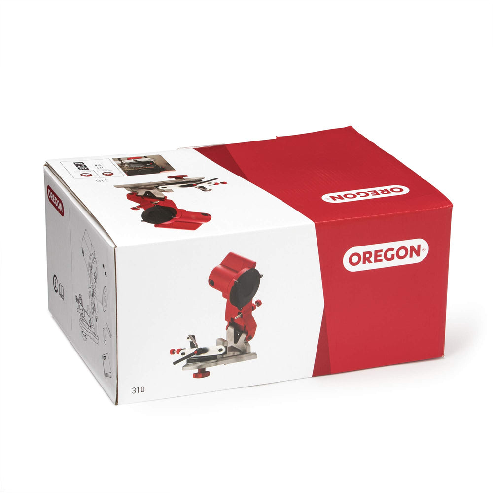 Oregon chain clamping vice detail holding chain securely to improve sharpening accuracy and safety
