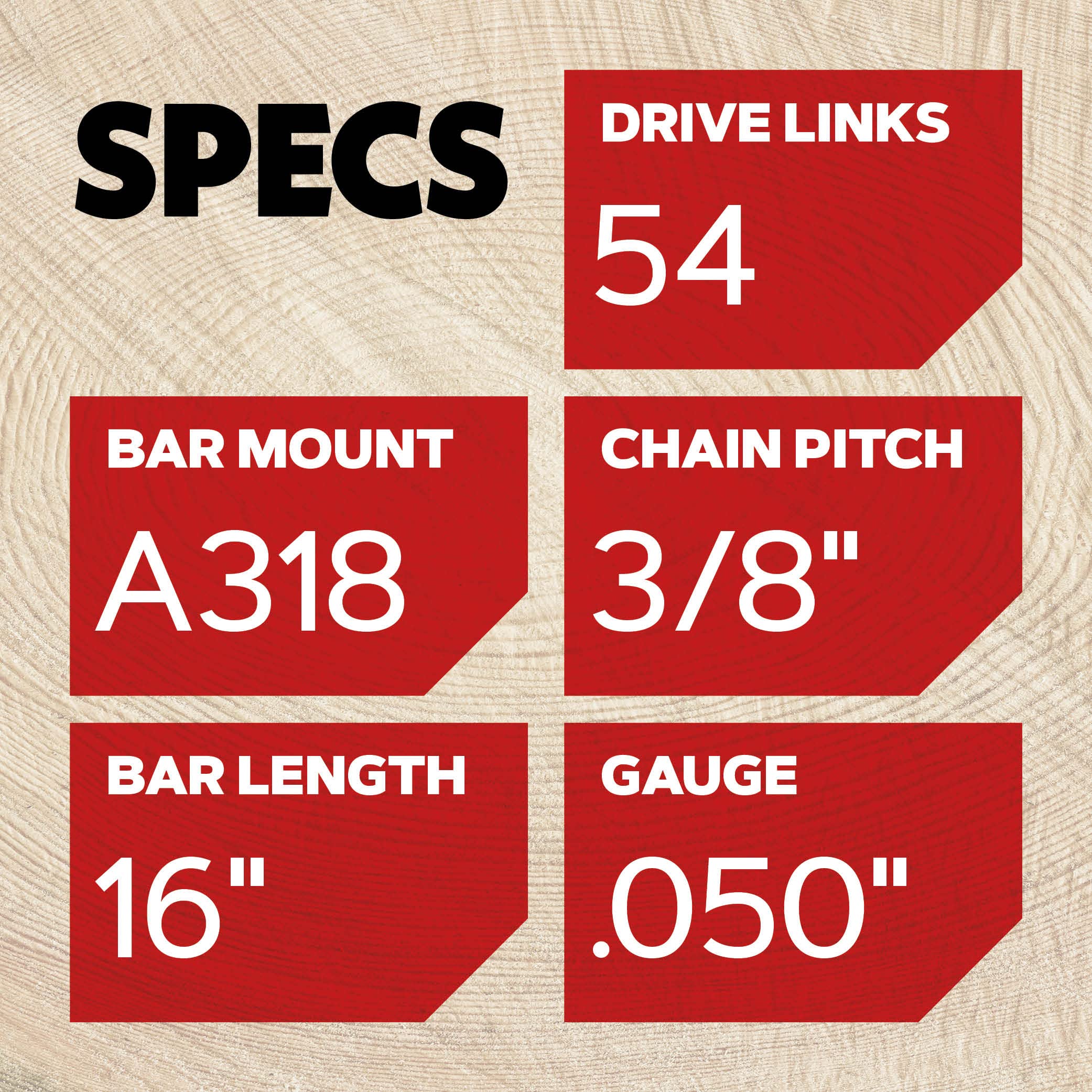 Oregon S54 chain close-up of Chamfer Chisel cutters for easier sharpening