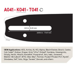 Oregon chain close-up showing heat-treated cutters and long-lasting sharpness benefit
