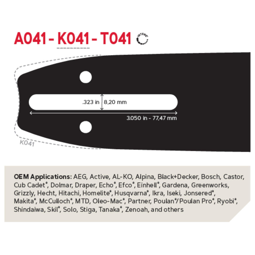 Oregon chain close-up showing micro-chisel cutters and low-vibration profile for smoother cuts