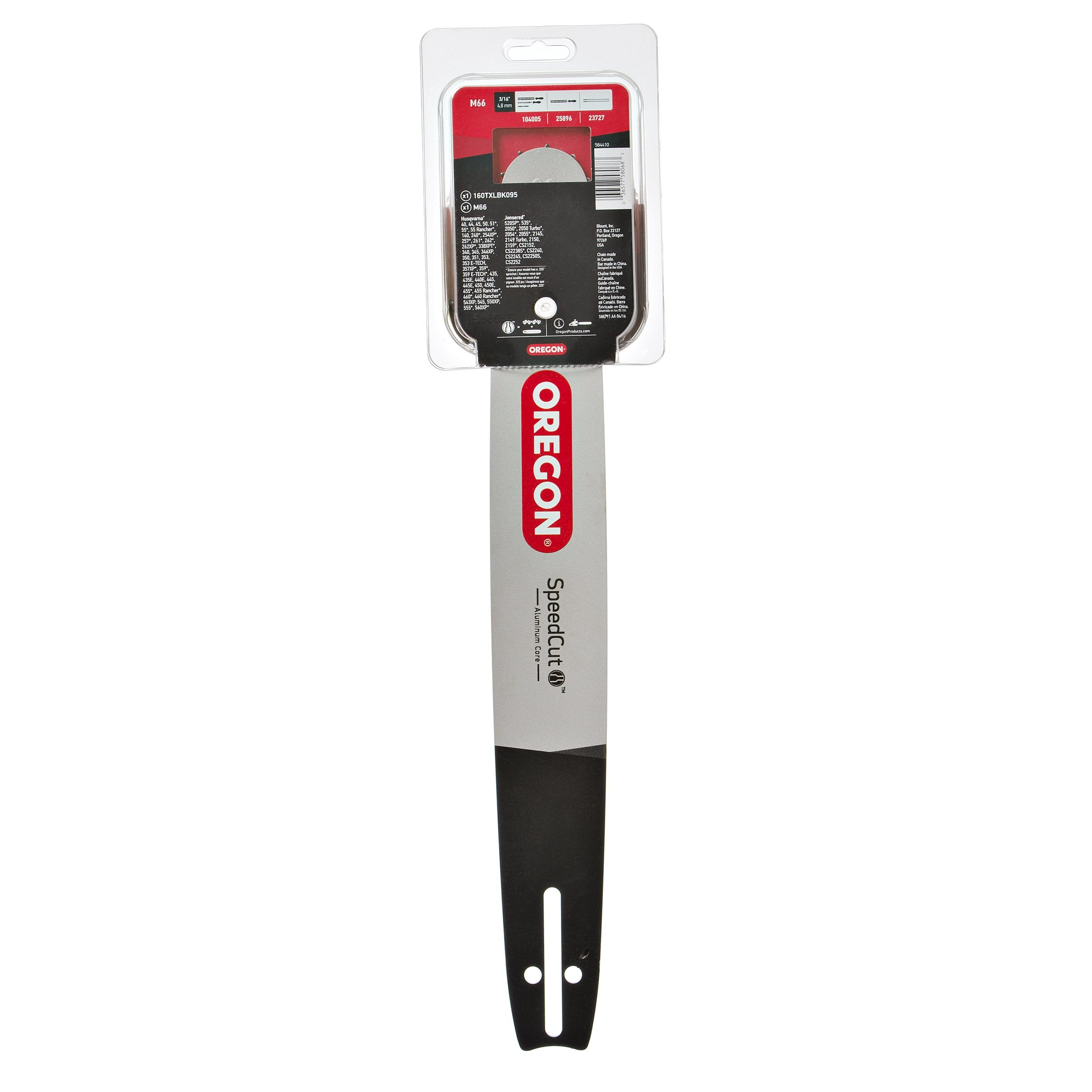 Close-up of Oregon micro-chisel cutters on chain highlighting fast cutting and easy sharpening