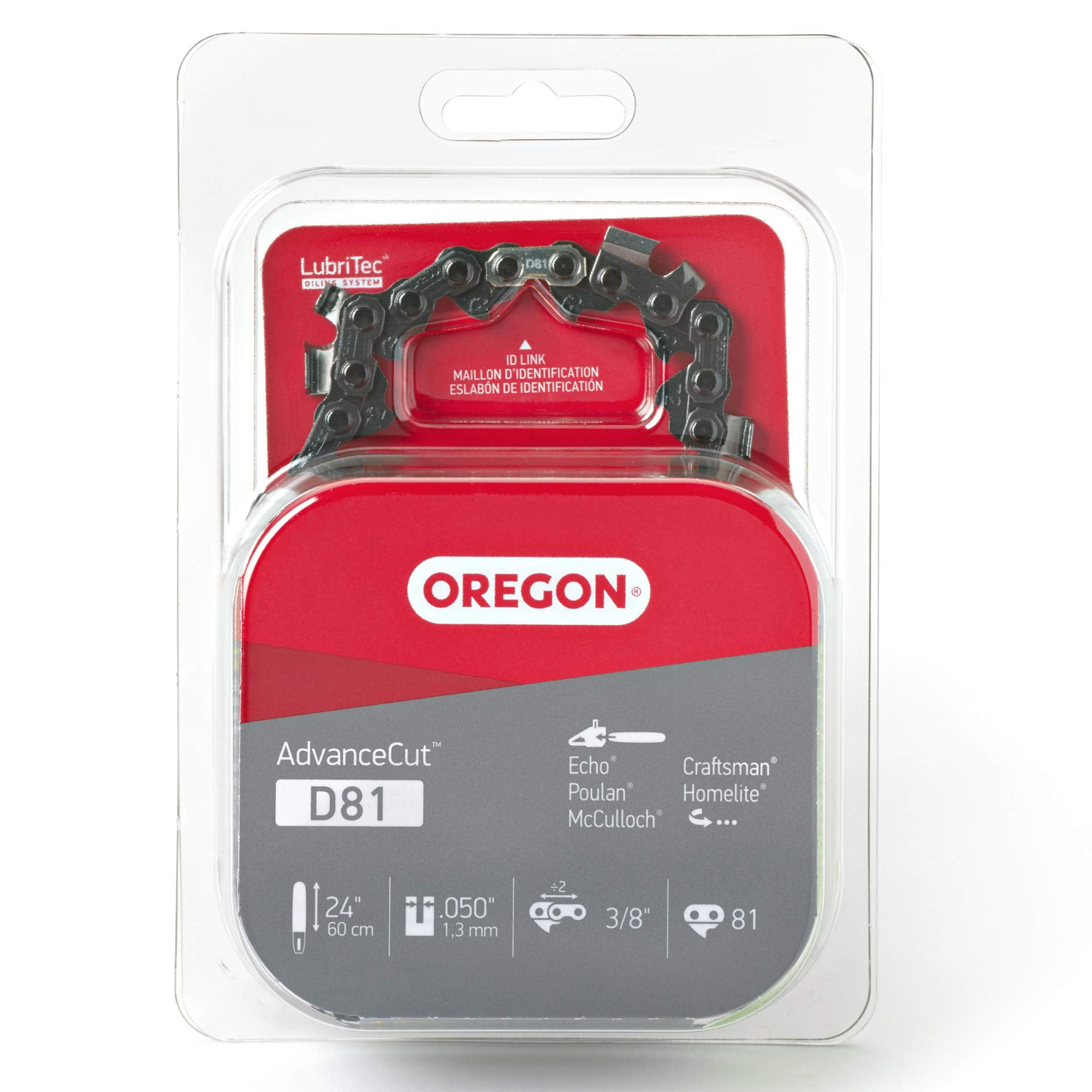 Oregon chain drive link side profile showing .050" gauge fit and smooth engagement