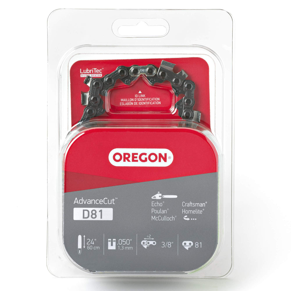 Oregon chain drive link side profile showing .050" gauge fit and smooth engagement