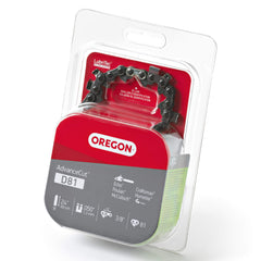Oregon chainsaw chain front packaging showing model and 24-inch fit benefit
