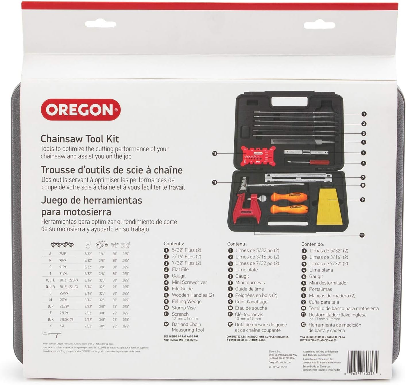 Oregon file guide with universal handles for consistent filing angle control
