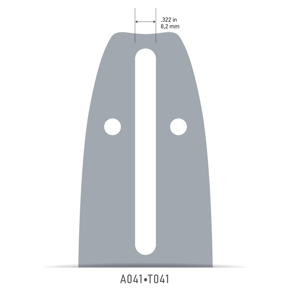 Oregon guide bar next to ruler showing 16-inch length for size confirmation