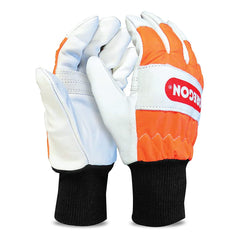 Oregon glove front view showing full leather coverage and protection benefit