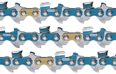 Oregon M72 SpeedCut three-pack front packaging showing chain set and fit details