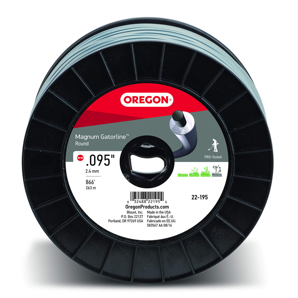Oregon Magnum Gatorline carrete frontal mostrando longitud y ahorro