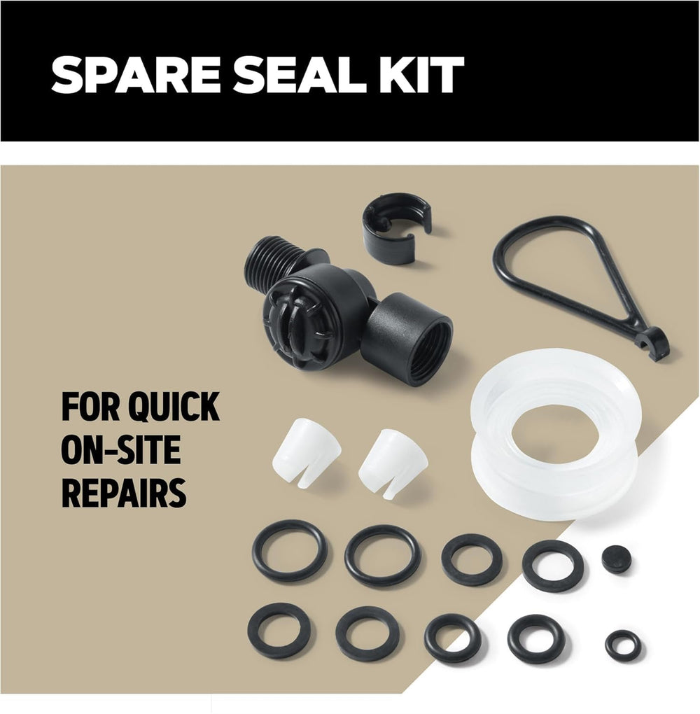 Oregon four adjustable nozzles with spare seal kit laid out for easy maintenance benefit