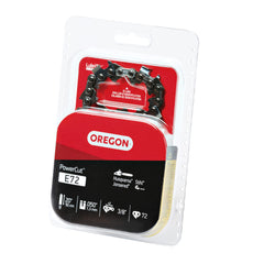 Oregon PowerCut front packaging showing model and size, clear compatibility benefit