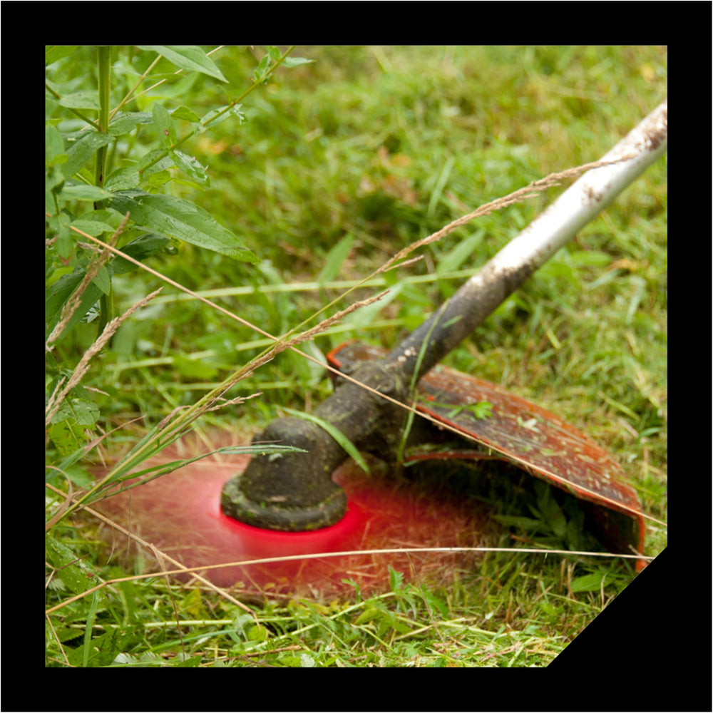 Oregon red blade visible in tall grass improving operator tracking