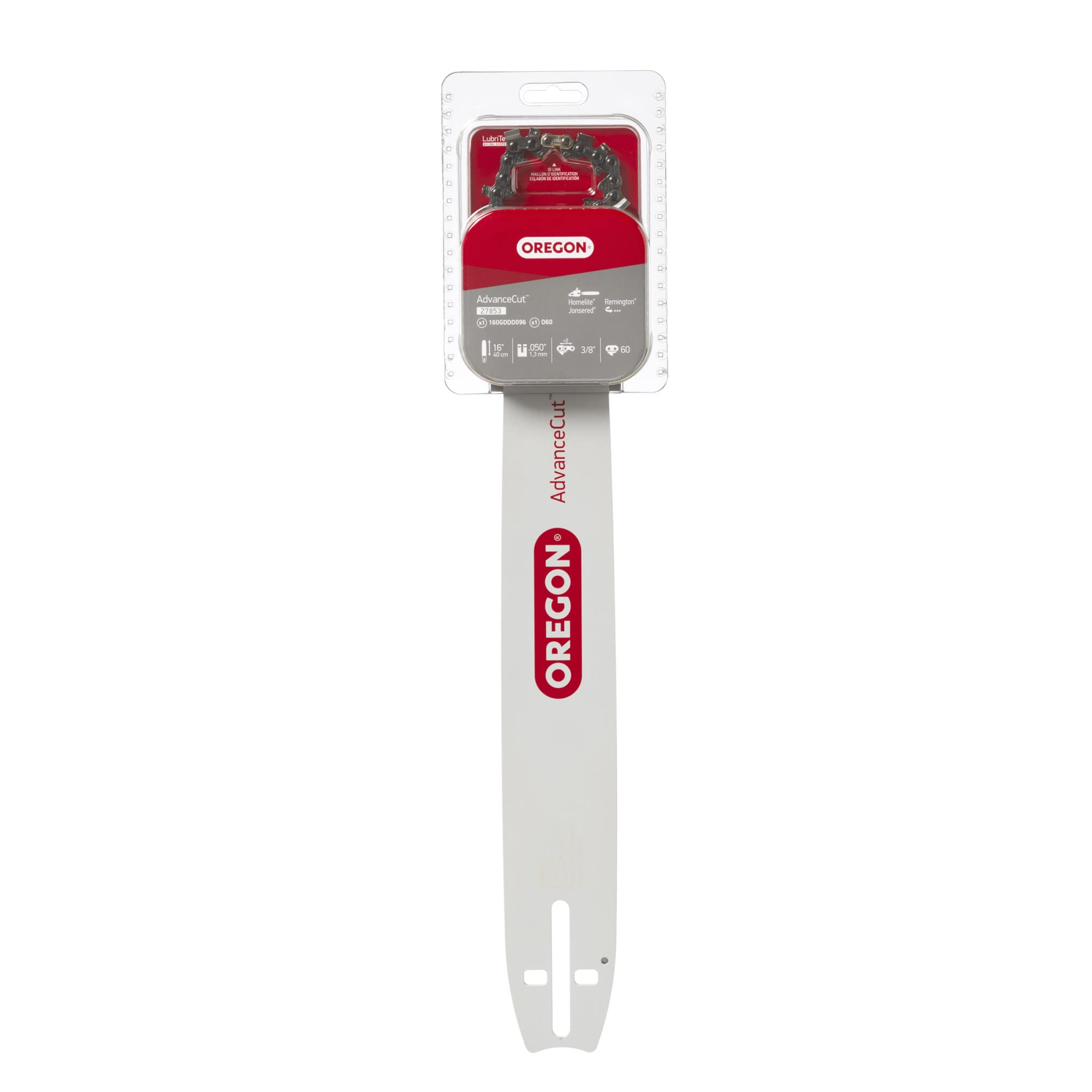 Oregon bar length compared beside a ruler demonstrating 16-inch size and scale
