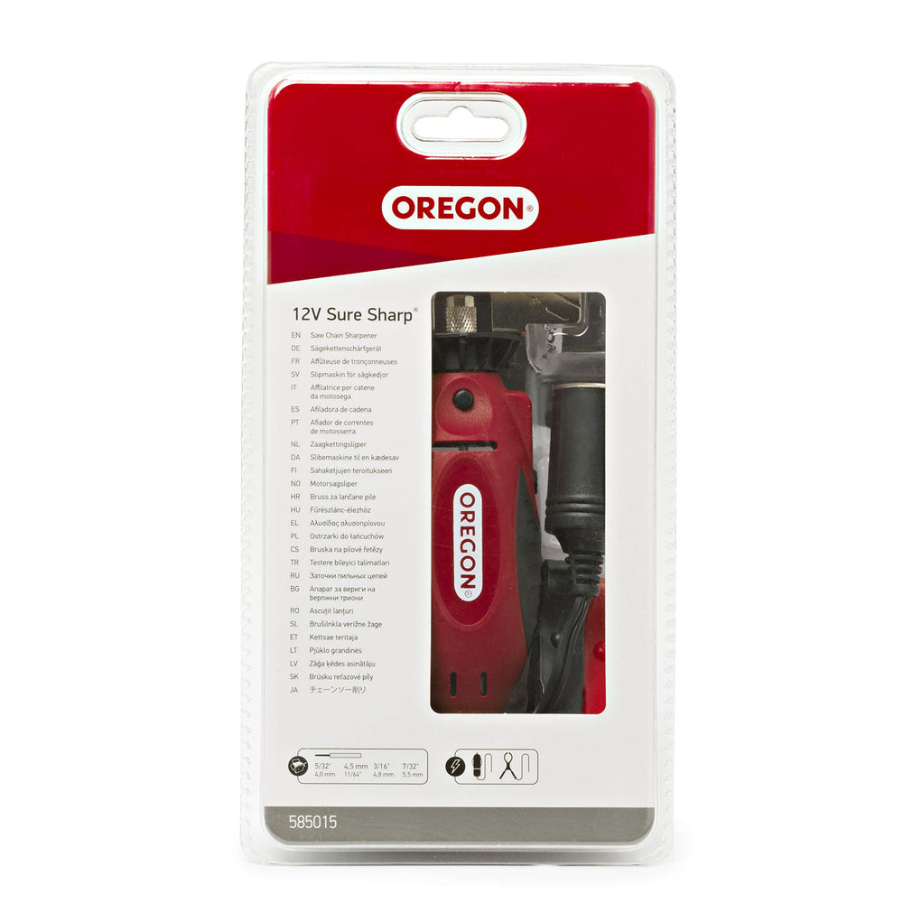 Oregon Sure Sharp on a truck tailgate showing vehicle power use and convenience