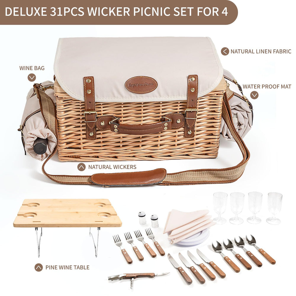 OrgaNatureQueen arranged tableware set including plates and cutlery, ready-to-use convenience