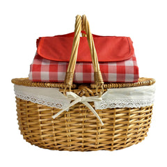 OrgaNatureQueen front view of wicker picnic basket showing vintage style and capacity