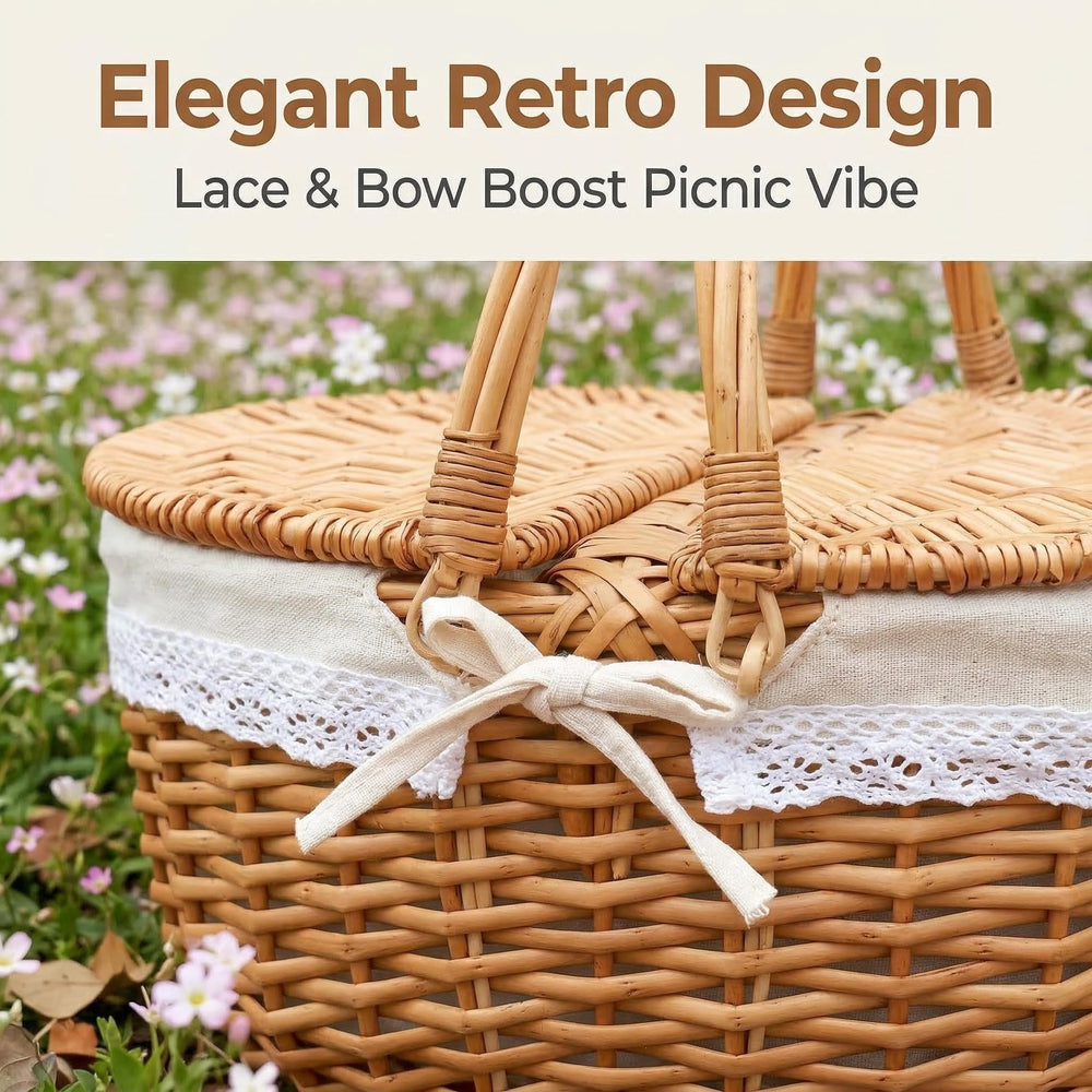 OrgaNatureQueen basket in park being carried to picnic showing easy transport benefit