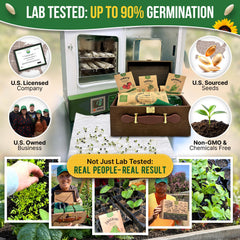 Organo Republic assorted labeled heirloom seed packs spread out to show variety and planting options