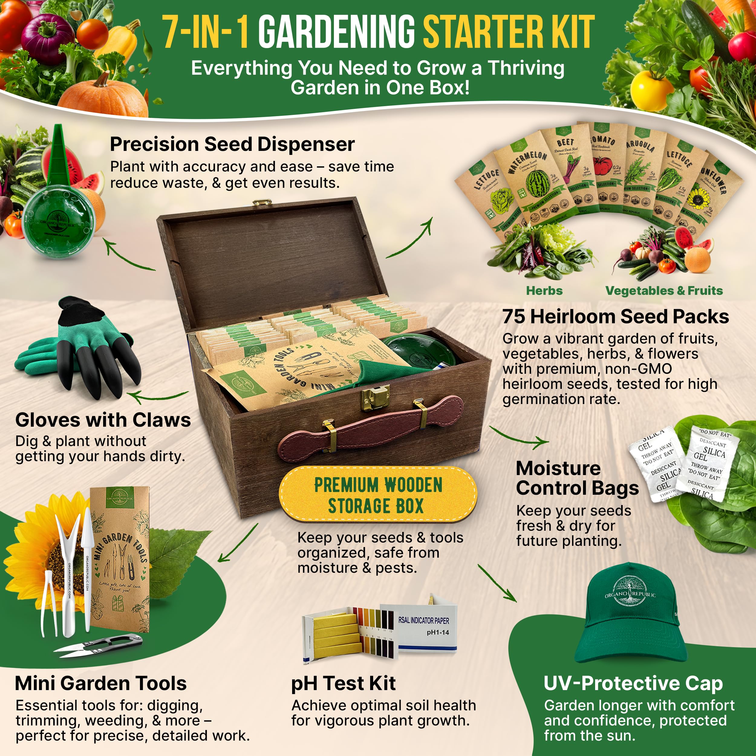 Organo Republic gardening gloves with claws close-up for easier digging and planting