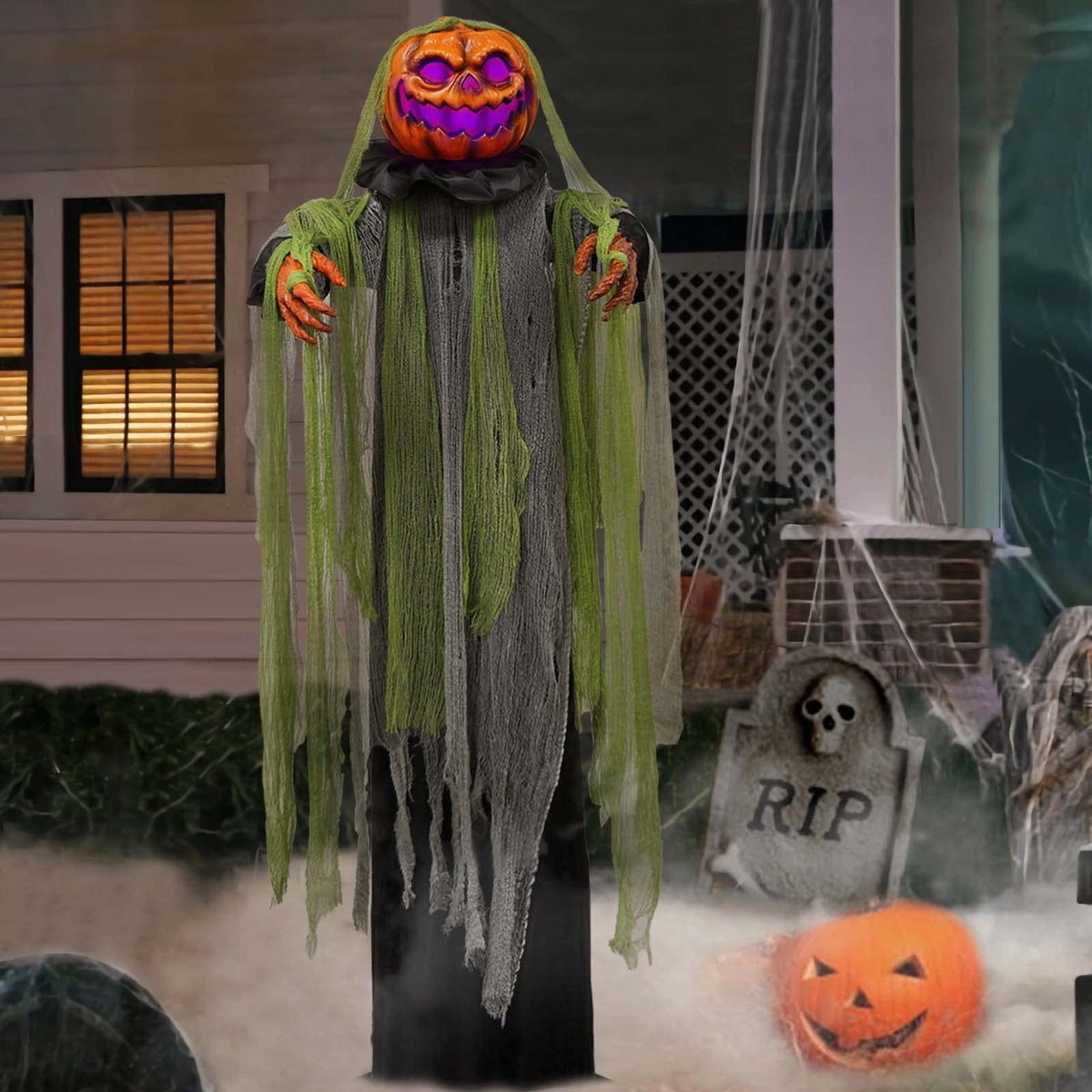 ORIENTAL CHERRY front view of 6 ft Root of Evil prop showing full life-size presence and spooky detail