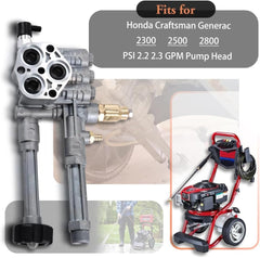 Oriental Power pump head mounted on a pressure washer showing quick replacement advantage