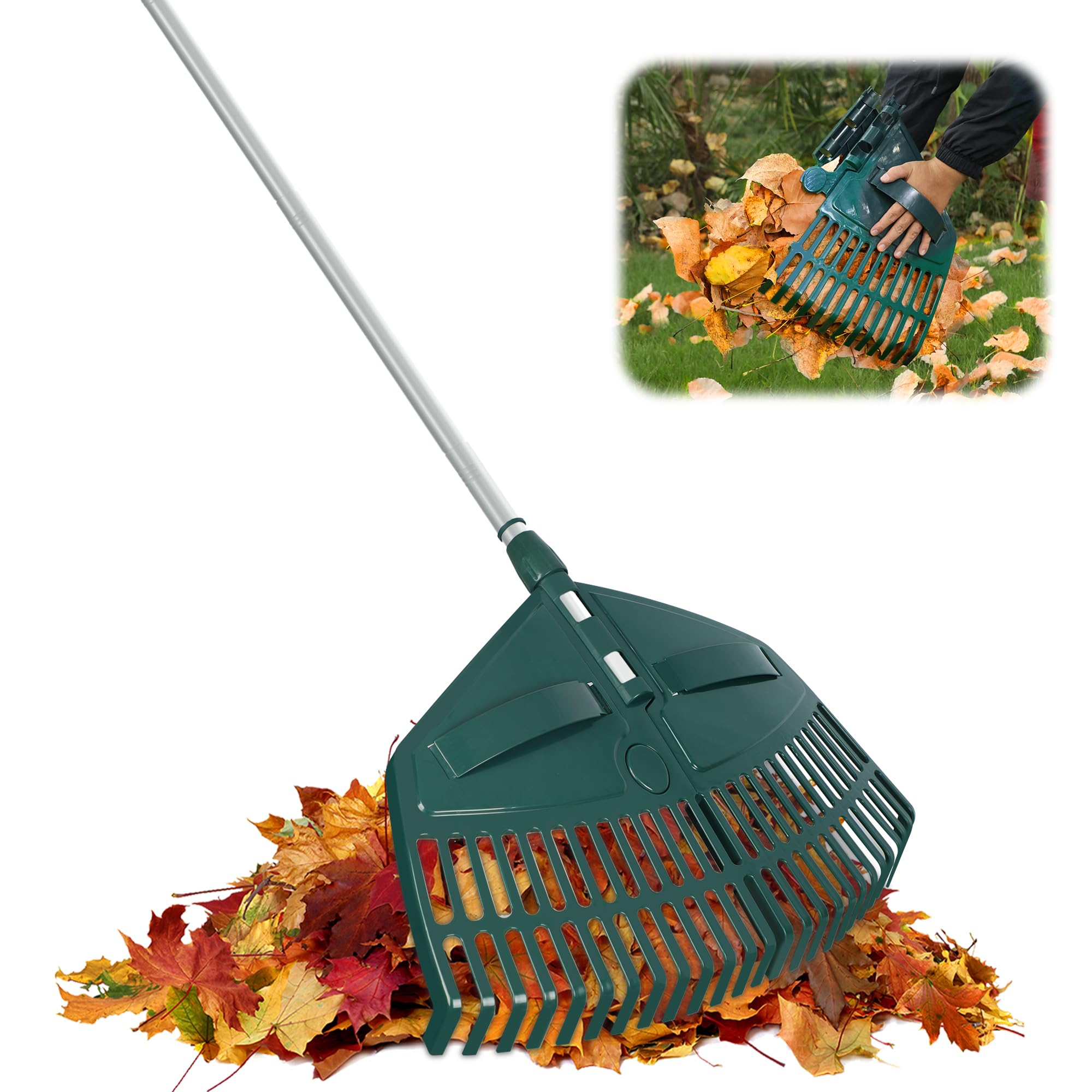 ORIENTOOLS front view of full rake showing head and handle for efficient cleanup