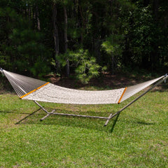 Original Pawleys Island oak spreader bar close-up showing varnished finish and stability