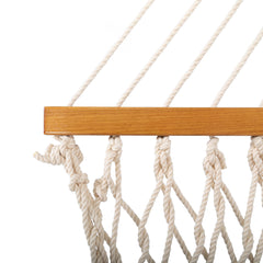 Original Pawleys Island oak spreader bar detail showing smooth varnish for lasting protection