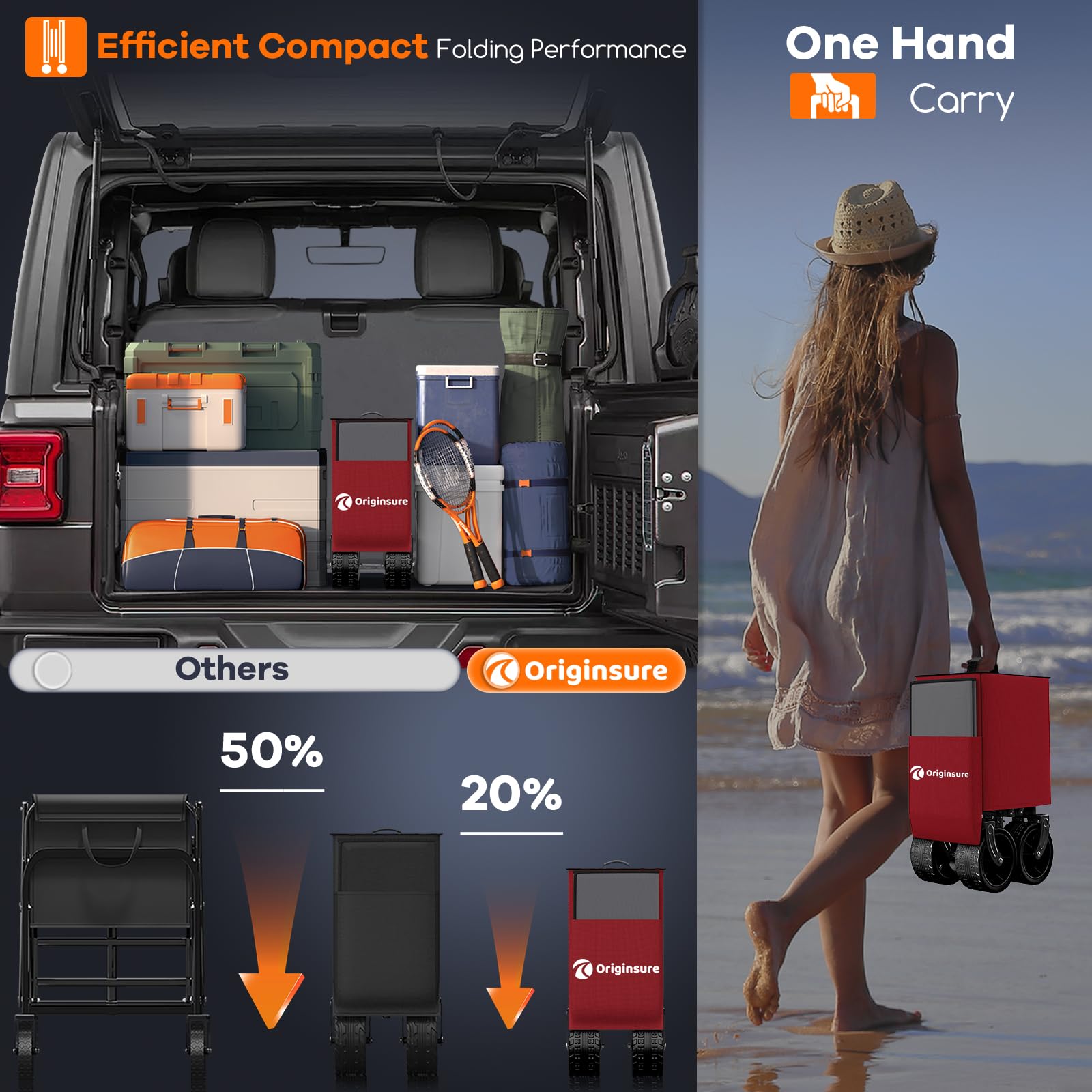 Originsure side pocket and two mesh cup holders providing organized storage
