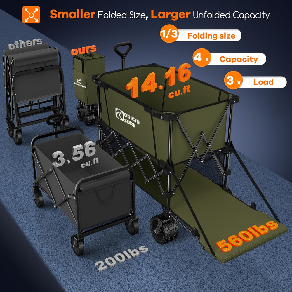 Originsure lower shelf extended with a canopy and coolers demonstrating 54" tailgate support