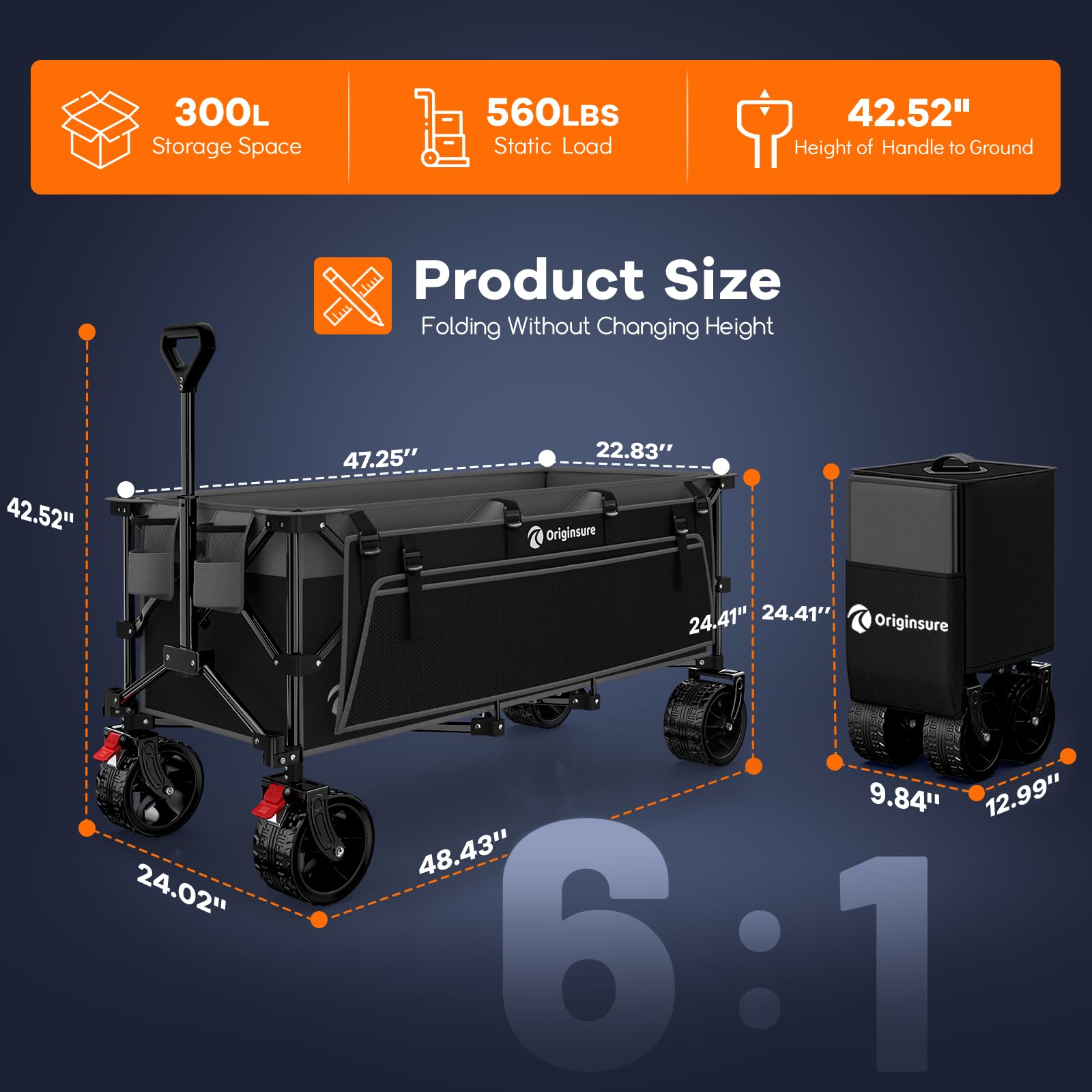 Originsure folded compact in car trunk for easy storage and transport
