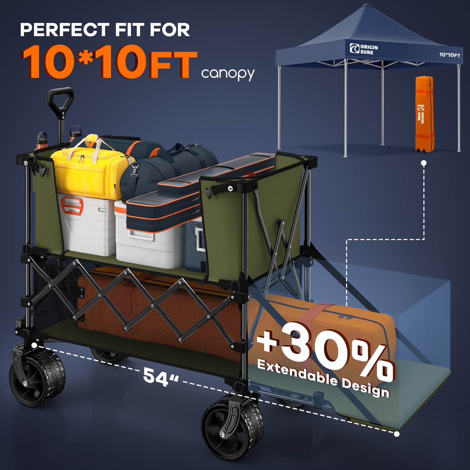 Originsure folded wagon stored in a car trunk showing compactness and trunk-friendly size