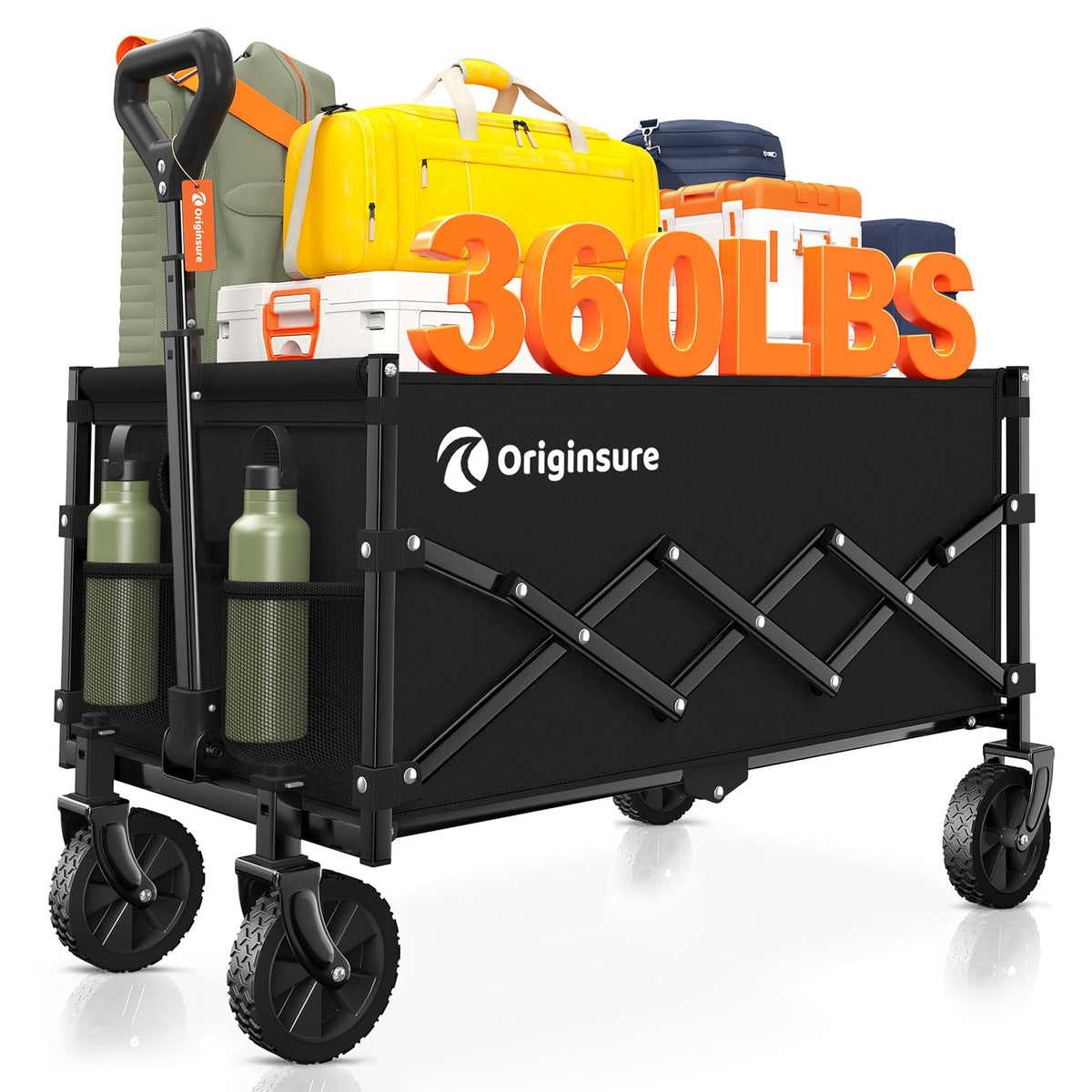 Originsure front view showing sturdy frame and roomy cargo area for reliable hauling