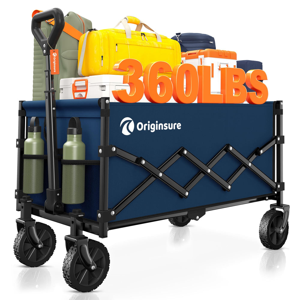 Originsure front view of blue wagon showing roomy load area and sturdy build benefit portability