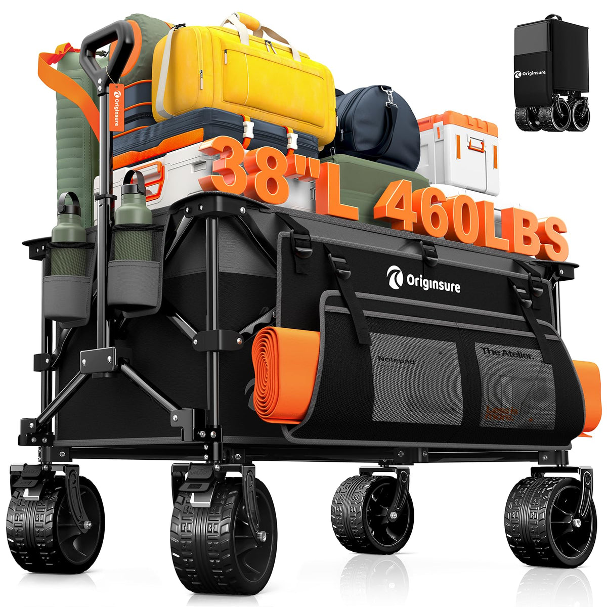 Originsure front view folded wagon showing compact storage and trunk-ready convenience