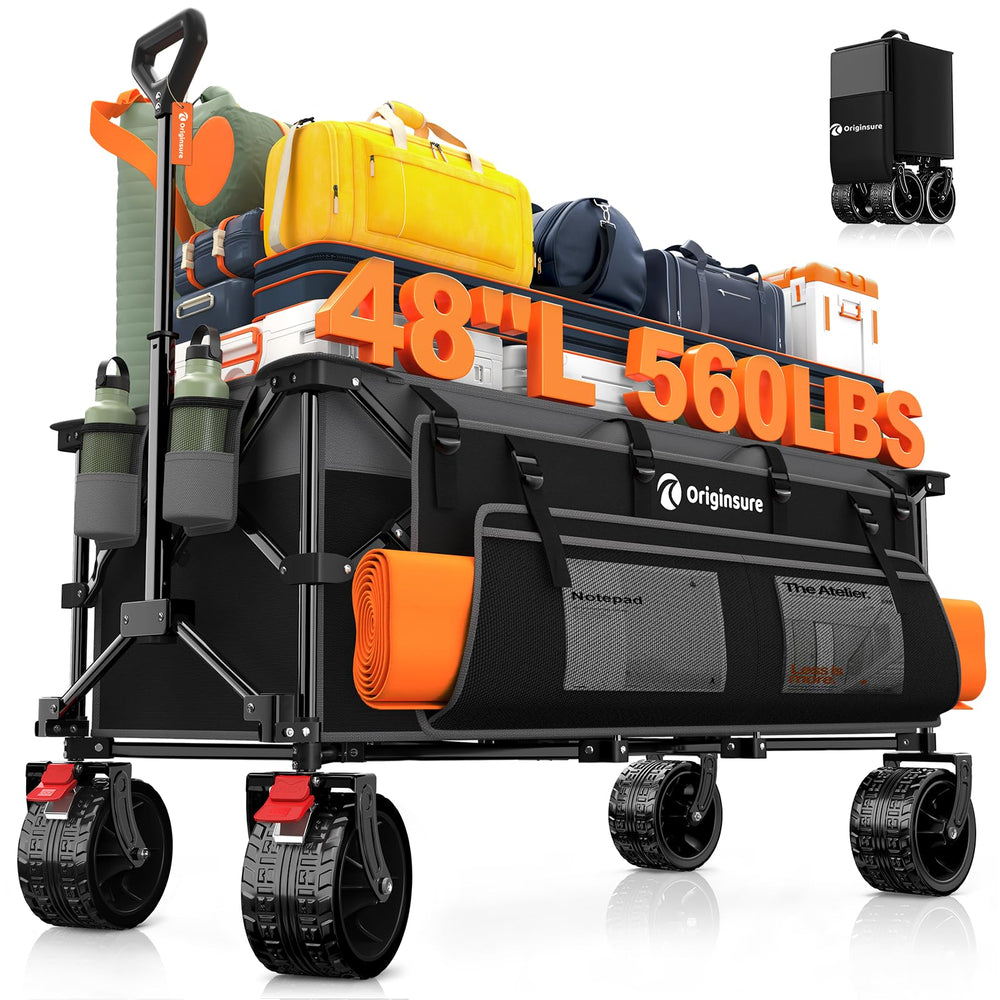 Originsure front view showing large cargo area and sturdy frame benefit portability